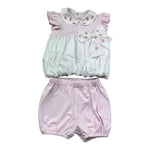 Le Bebe Completo 2 Pezzi T-Shirt-Culotte per Neonata LBG6218 BIANCO/ROSA LE BEBE 