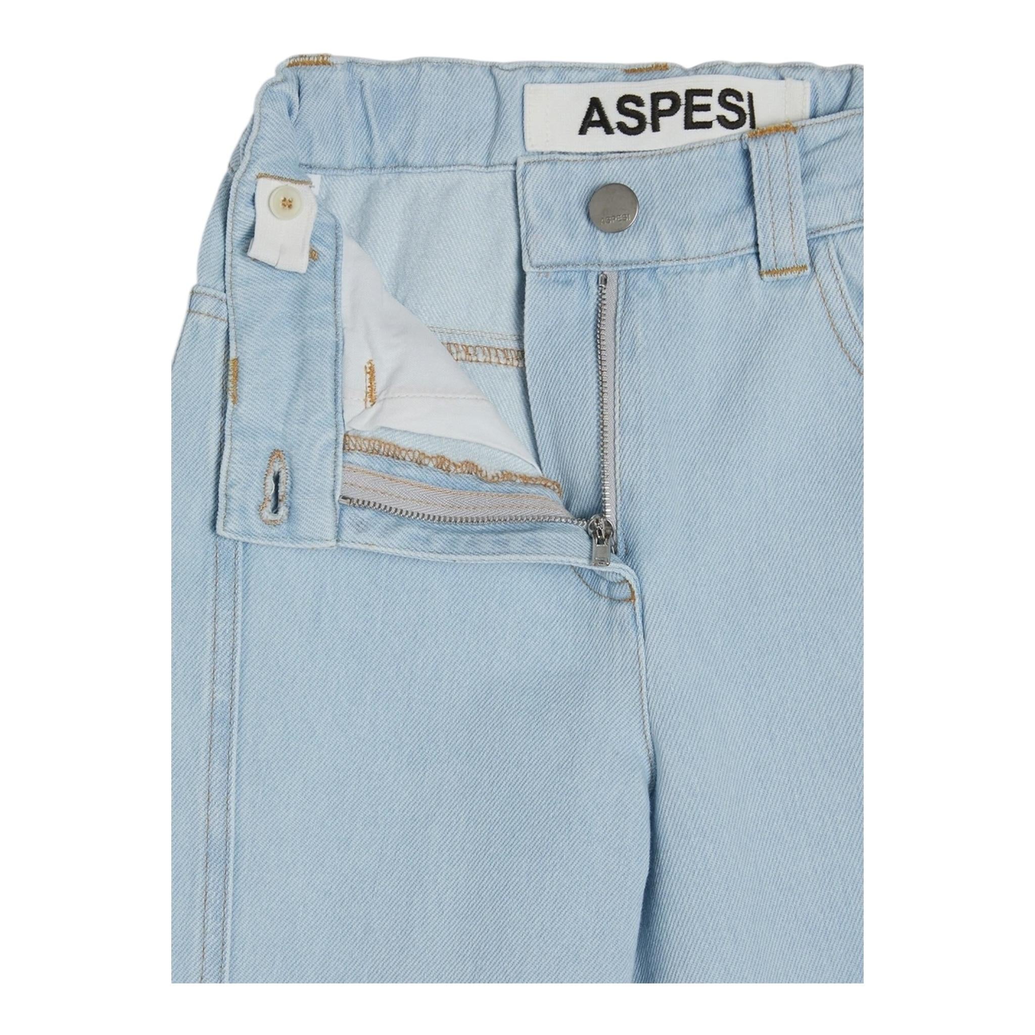 Aspesi Jeans Tinta Unita con Girovita Regolabile per Bambina S25083PLJ0042 AZZURRO ASPESI 