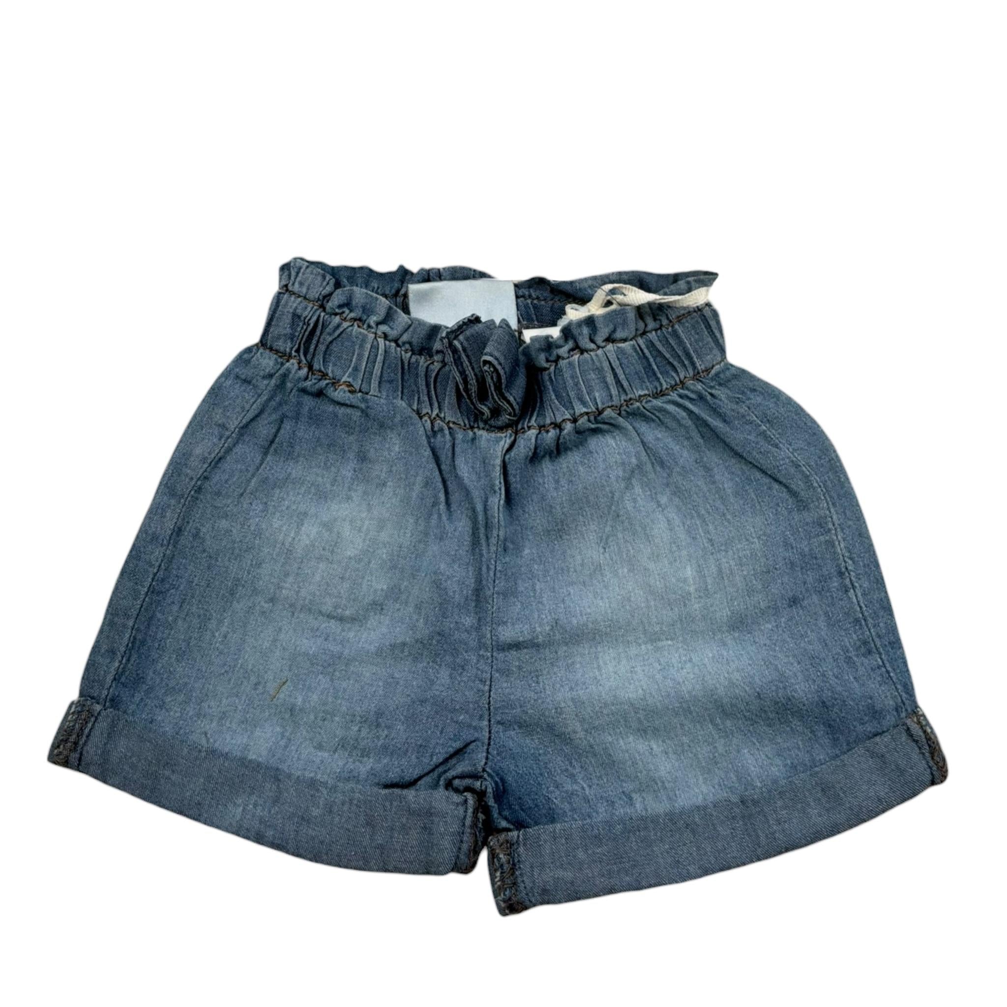 Mini Banda Short In Denim Tinta Unita per Neonata 3B735X BLU MINI BANDA 