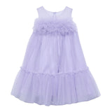 Abel & Lula Abito Tinta Unita Giromanica con Tulle per Bambina 5051X LILLA ABEL & LULA 