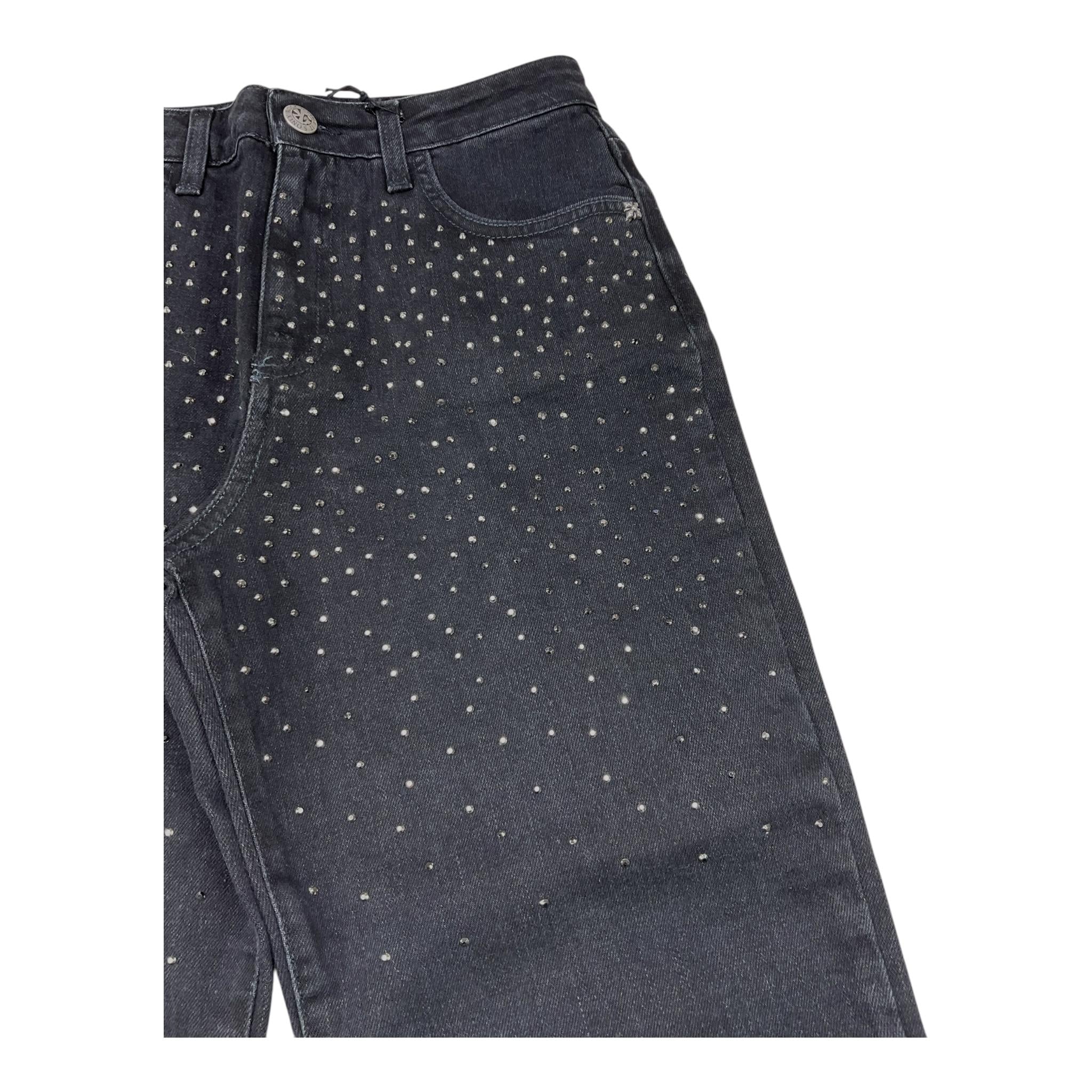 JOHN RICHMOND jeans tinta unita con brillantini Nero per Bambina RGA24015JE NERO JOHN RICHMOND 