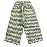 Babe & Tess Pantalone Modello Palazzo Fantasia A Righe Bicolore Beige/Verde Per Bambina