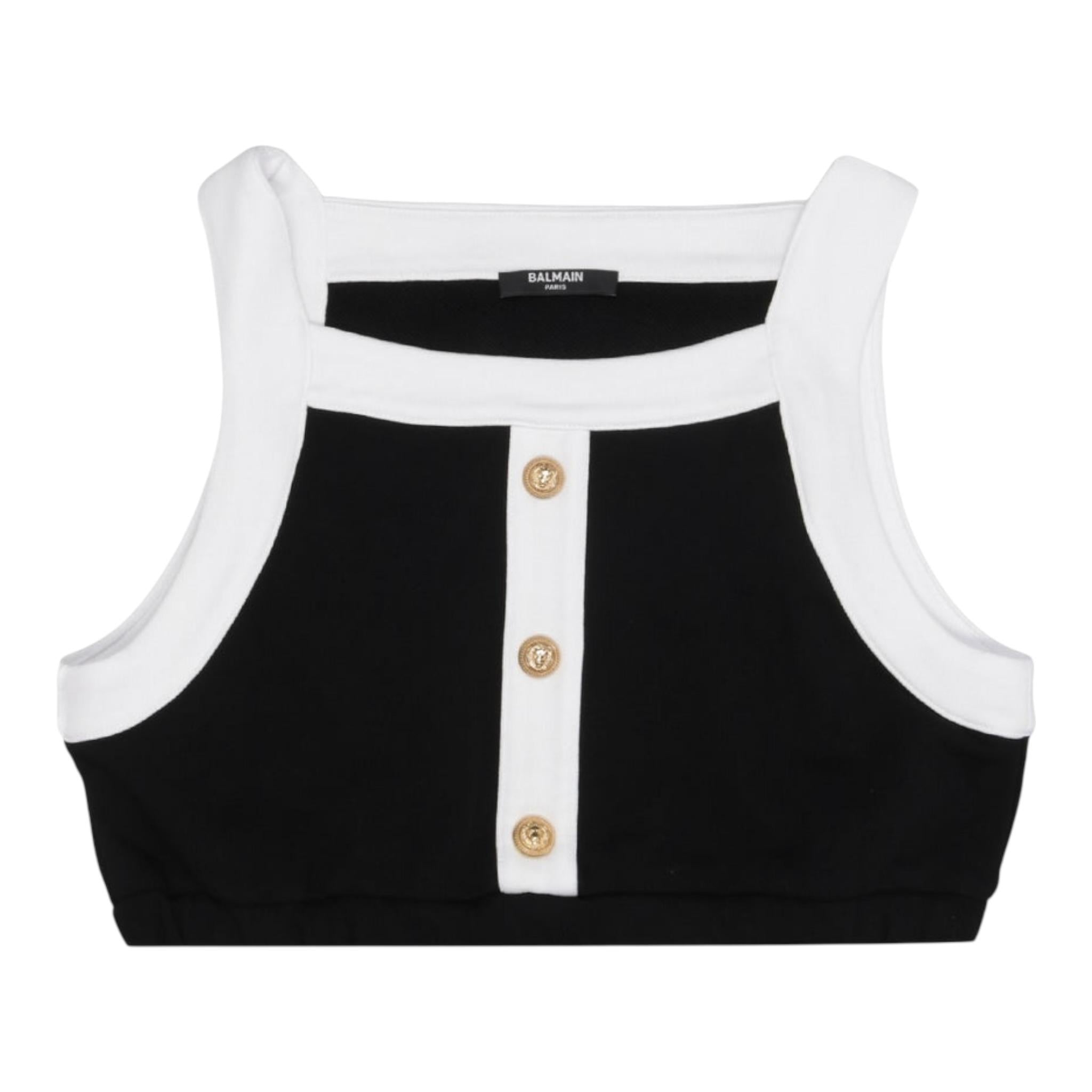 Balmain Top Tinta Unita con Profili In Contrasto per Bambina BW8B52 NERO BALMAIN 