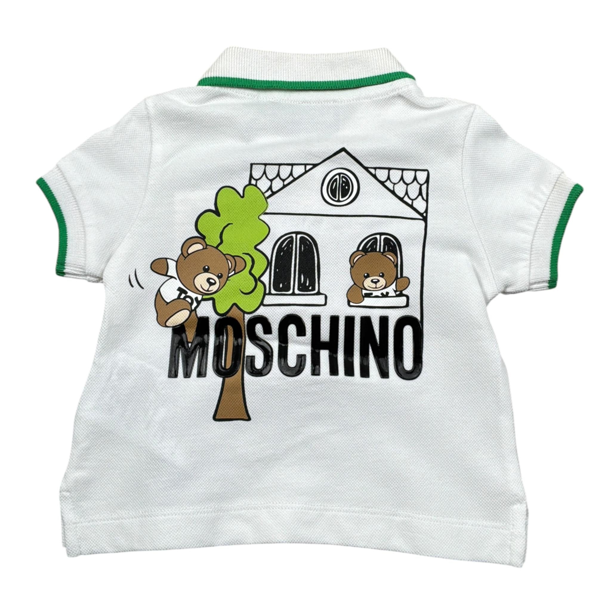 Moschino Polo tinta unita con Stampa Bianco per Neonato M8M01P BIANCO MOSCHINO 