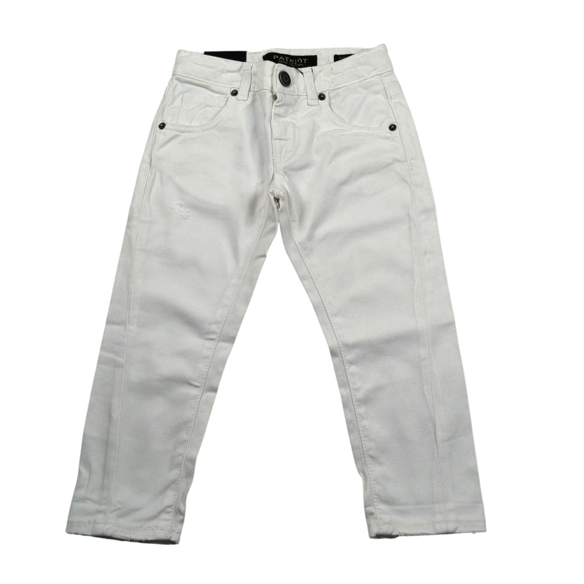 Patriot Jeans tinta unita con Strappi Bianco per Bambino PB1487 BIANCO PATRIOT 
