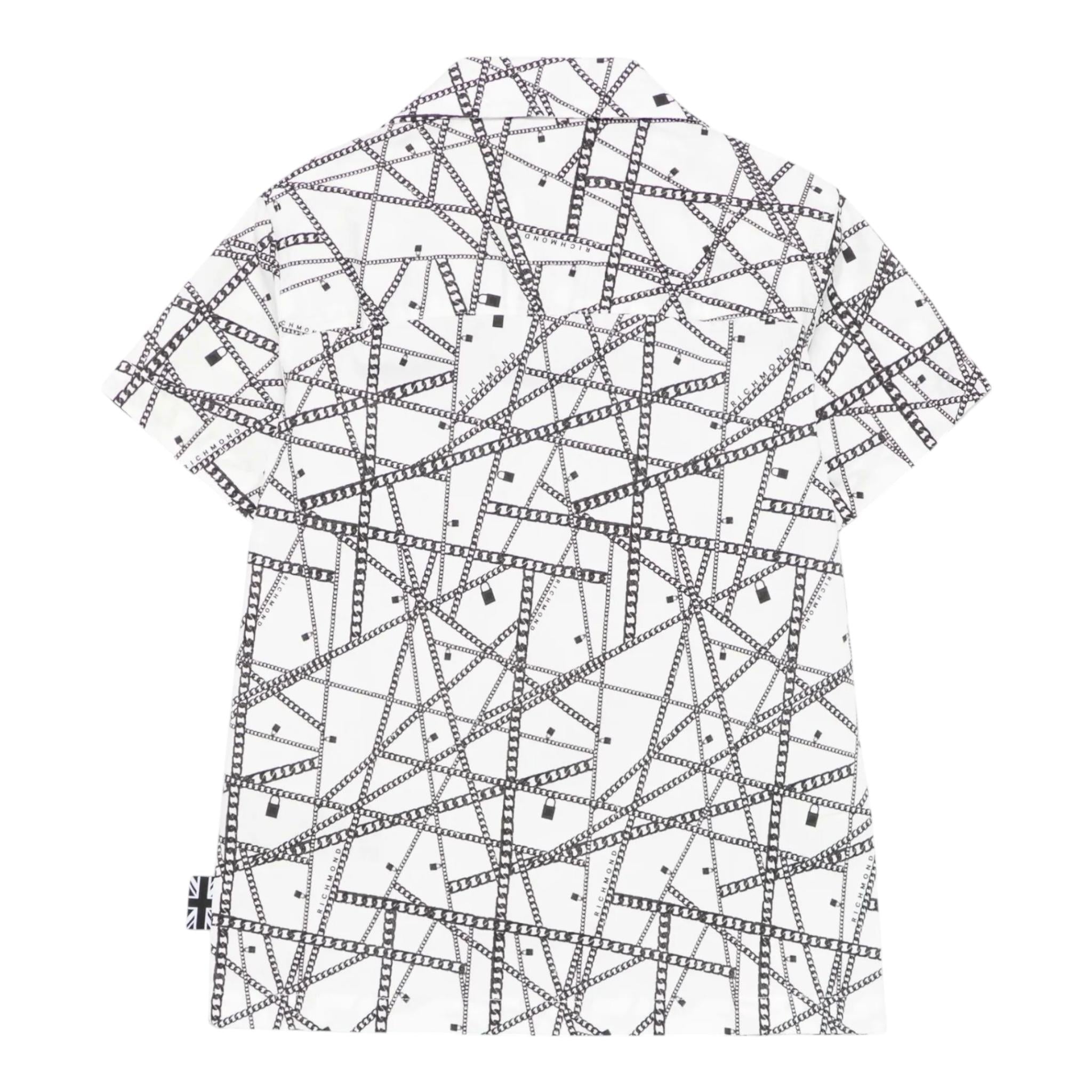John Richmond Camicia Tinta Unita con Fantasia per Bambino RBP25093CAX BIANCO JOHN RICHMOND 
