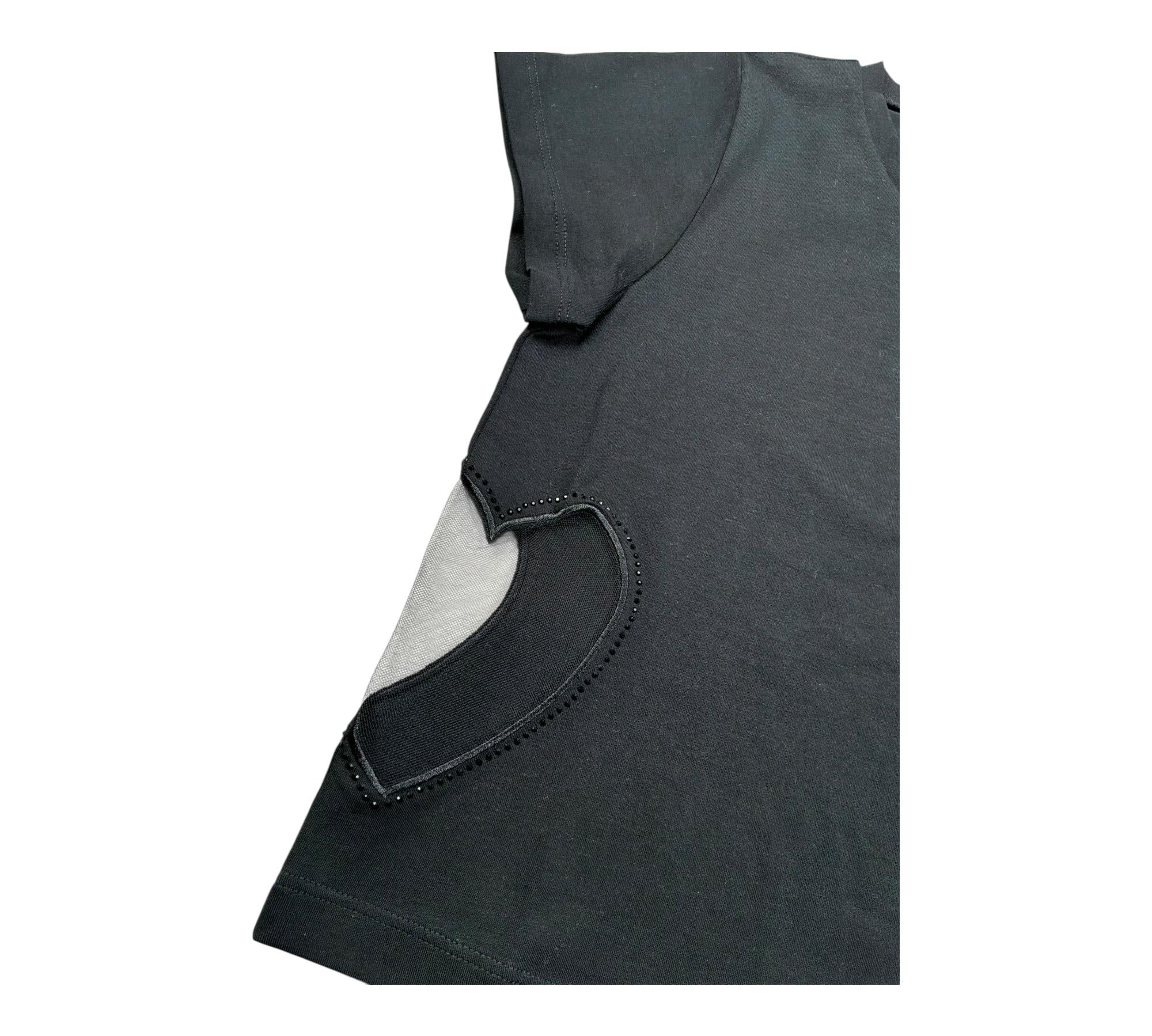 Liu Jo T-Shirt Girocollo Tinta Unita con Applicazione per Bambina GA5067X NERO LIU JO 
