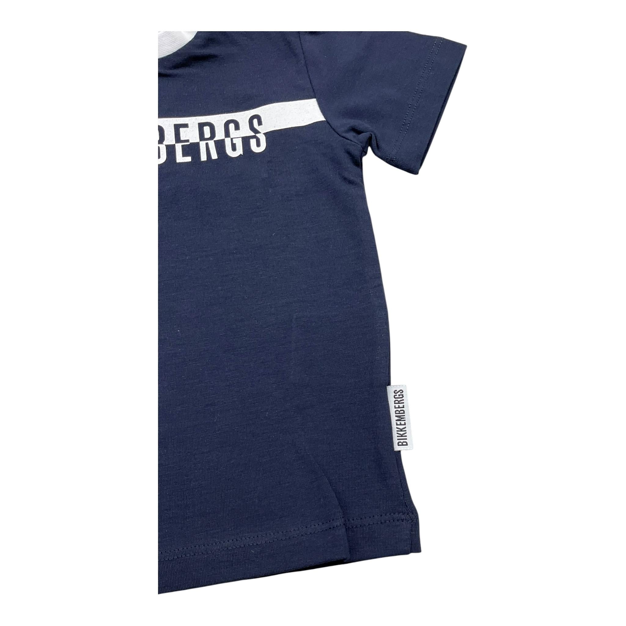 Bikkembergs T-Shirt Girocollo Tinta Unita con Logo per Neonato BK170 BLU BiKKEMBERGS 