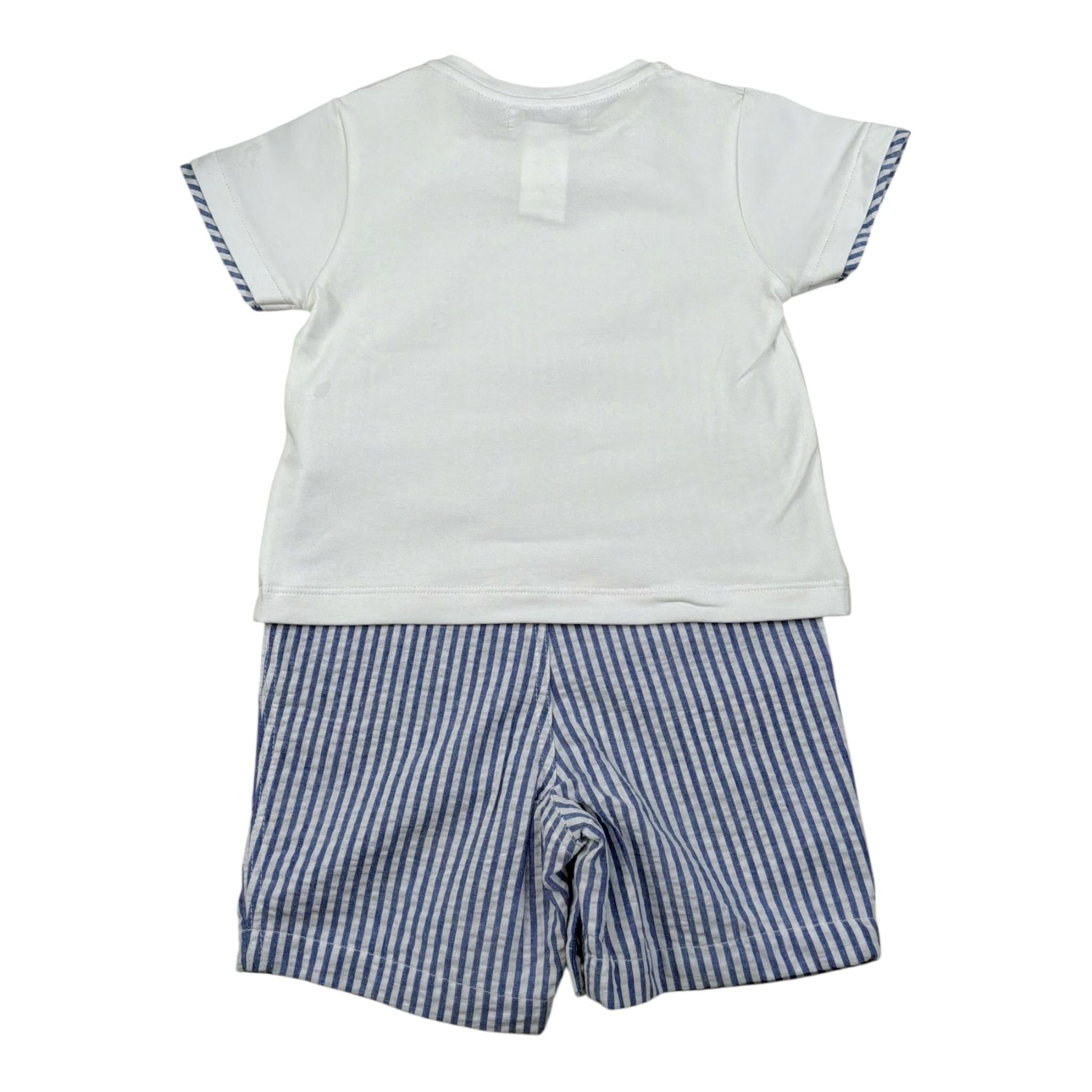 Malvi & Co Completo 2 Pezzi T-Shirt-Salpette per Neonato S25B221STRM BIANCO/AZZURRO MALVI & CO 