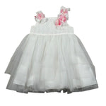 Aletta Abito Giromanica Tinta Unita con Tulle E Babbucce per Neonata HP22225 BIANCO ALETTA 