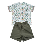 Calamaro Completo 2 Pezzi Camicia-Bermuda per Bambino 17940J BIANCO/VERDE CALAMARO 