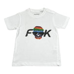F**K T-Shirt Girocollo Tinta Unita con Stampa per Neonato HJKIKK BIANCO F**K 
