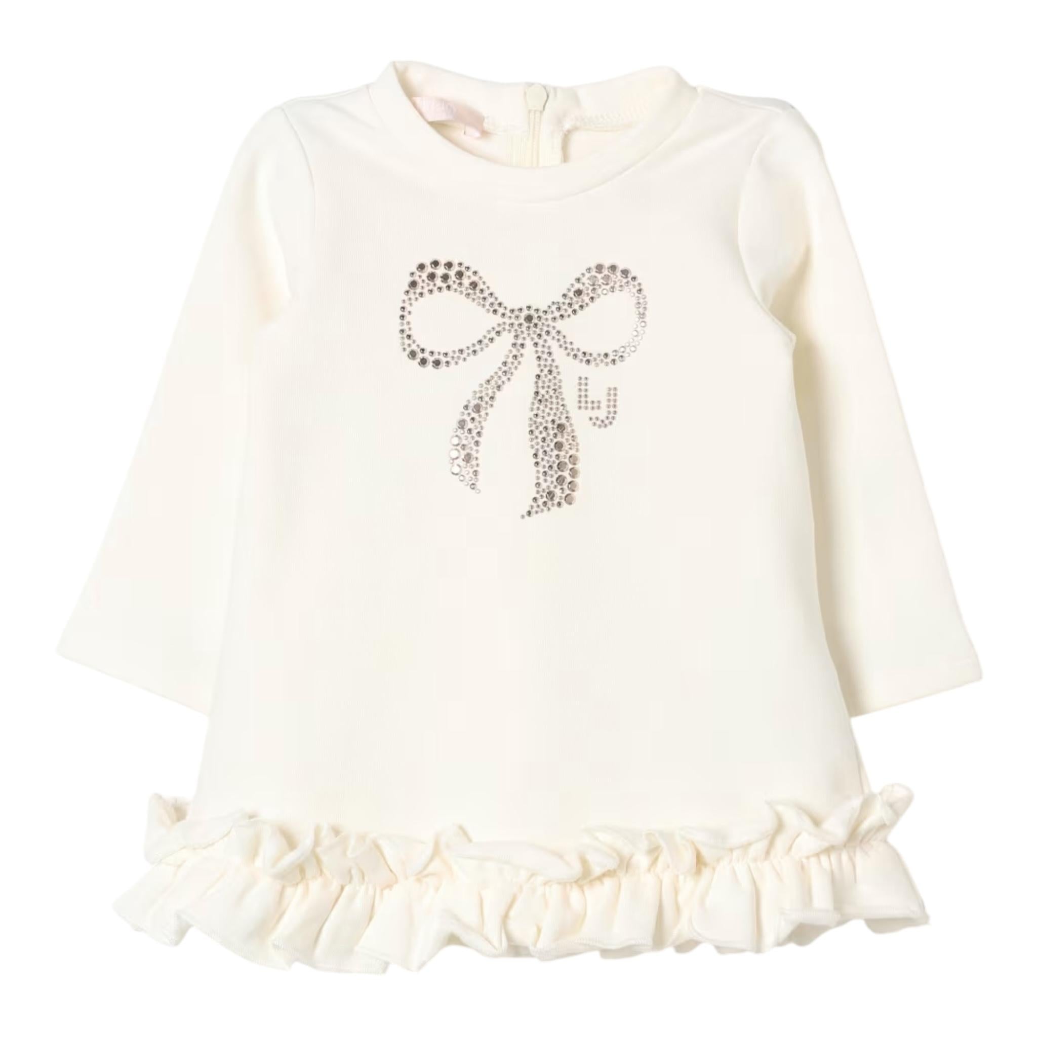 LIU JO abito manica lunga tinta unita con logo brillantinato Panna per Neonata HF4071X PANNA LIU JO 