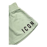Icon Short In Felpa Tinta Unita con Logo per Bambina IGSH00600 VERDE ACQUA ICON 
