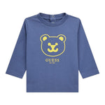 GUESS shirt girocollo tinta unita ocn logo Blu per Neonato I4YI01K8HM4X BLU GUESS 