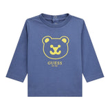 GUESS shirt girocollo tinta unita ocn logo Blu per Neonato I4YI01K8HM4X BLU GUESS 
