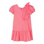 Monnalisa Abito Mezza Manica Tinta Unita con Rouches per Bambina 119910 ROSA FLUO MONNALISA 