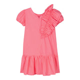 Monnalisa Abito Mezza Manica Tinta Unita con Rouches per Bambina 119910 ROSA FLUO MONNALISA 