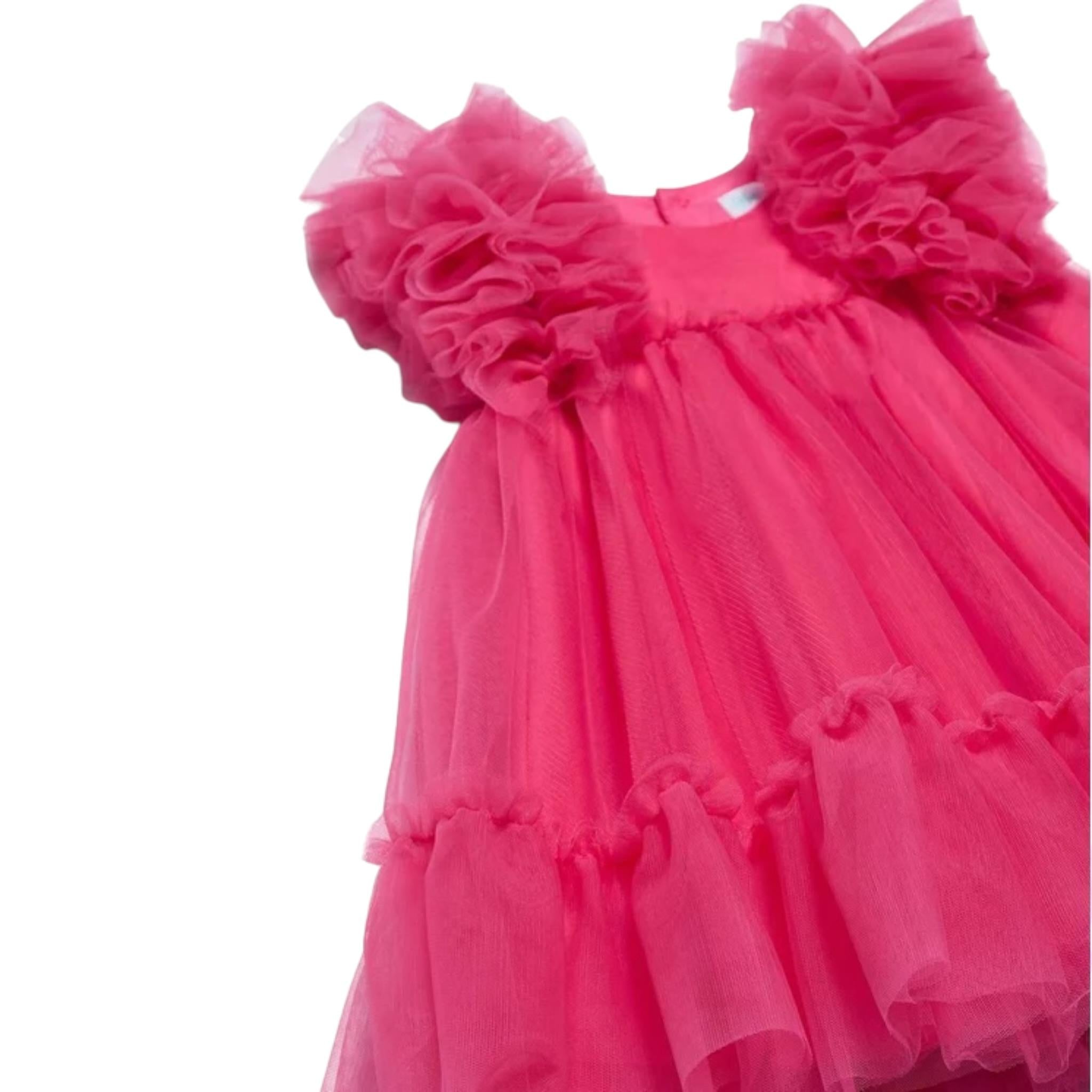 Abel & Lula Abito Tinta Unita con Rouches per Neonata 50299N ROSA FLUO ABEL & LULA 