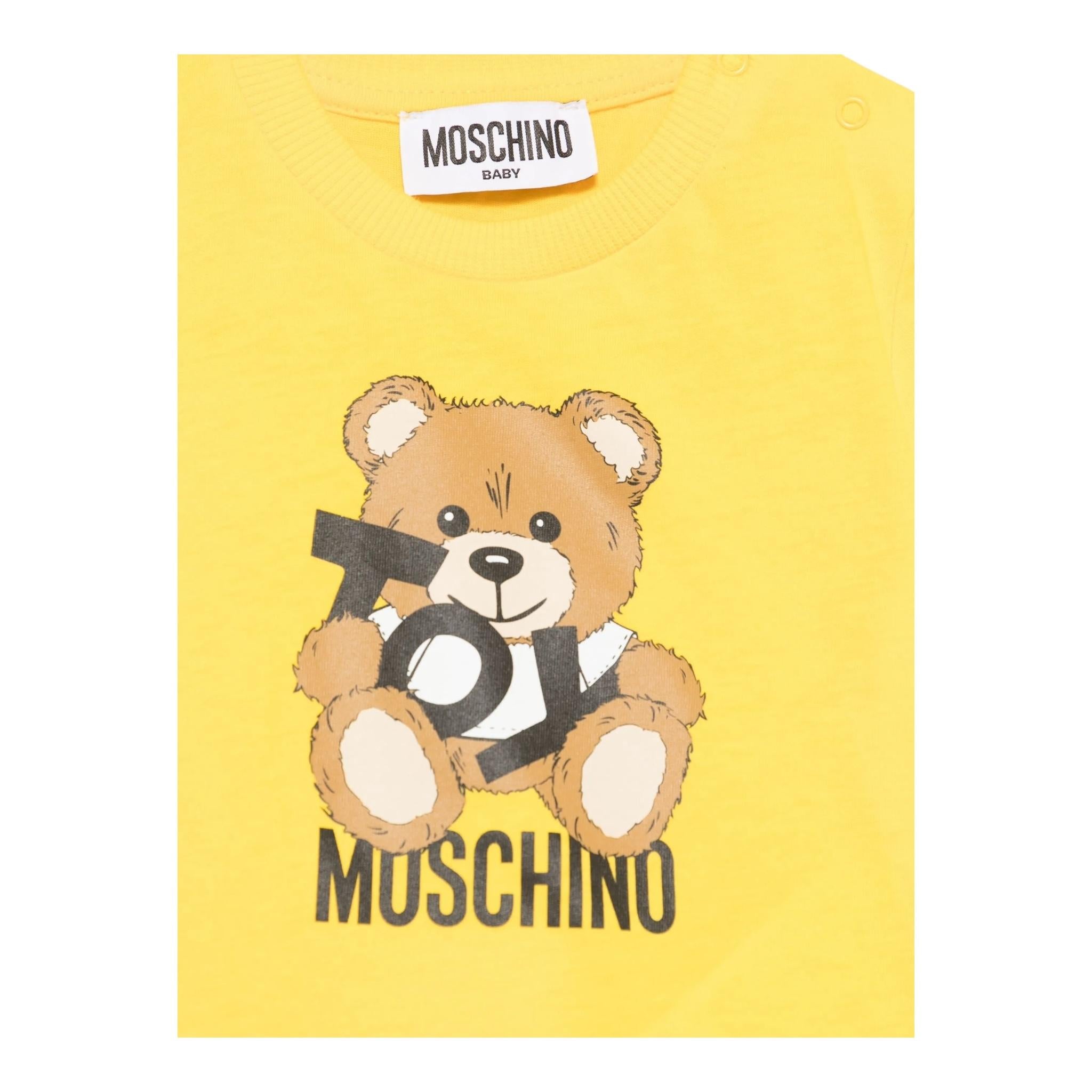 Moschino Abito Girocollo Tinta Unita con Stampa per Neonata MDV0C9X GIALLO MOSCHINO 