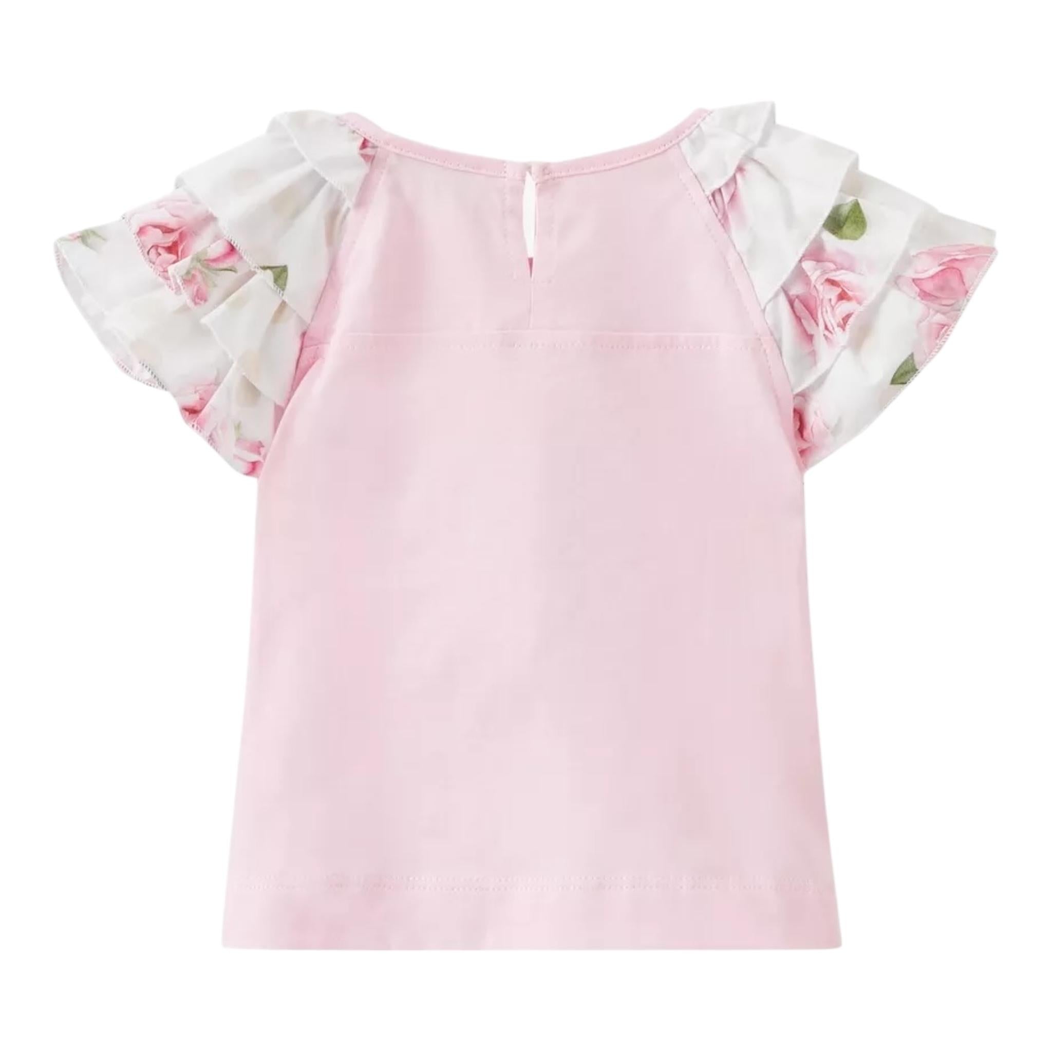 Monnalisa T-Shirt Girocollo Tinta Unita con Stampa per Neonata 31A612 ROSA MONNALISA 