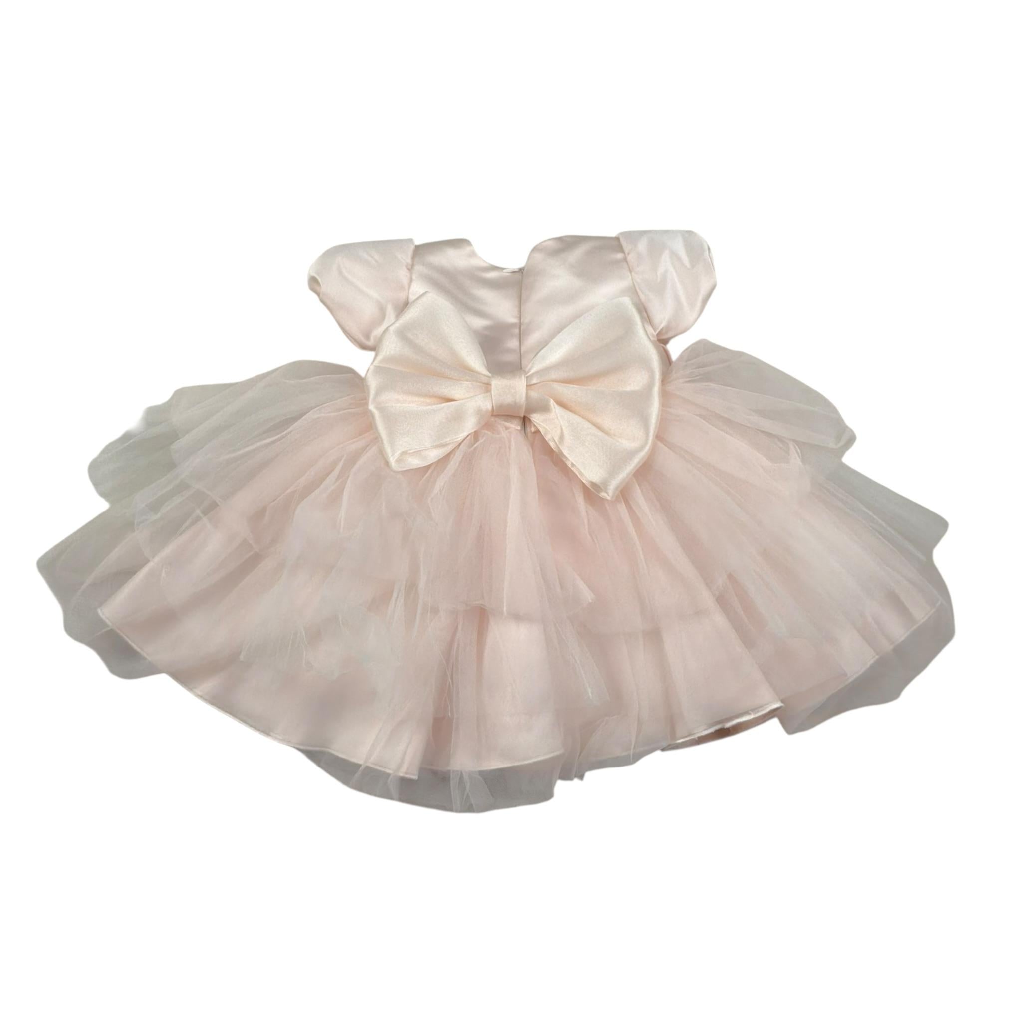 Gugu Gaga Abito Cerimonia Tinta Unita con Tulle per Neonata GF6085I ROSA GUGU GAGA 