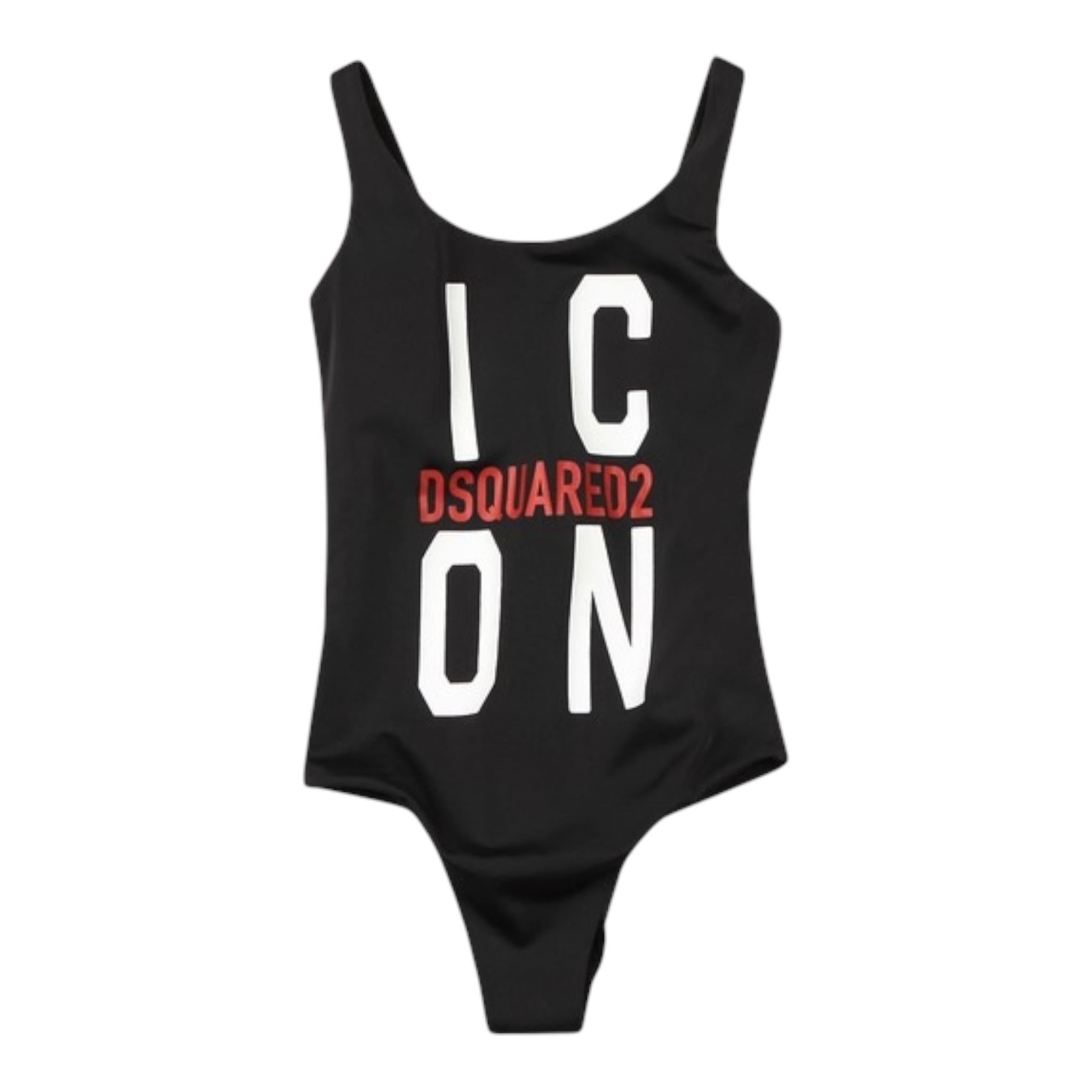 Dsquared2 Costume Intero Tinta Unita con Stampa per Bambina DQ0276 NERO DSQUARED2 