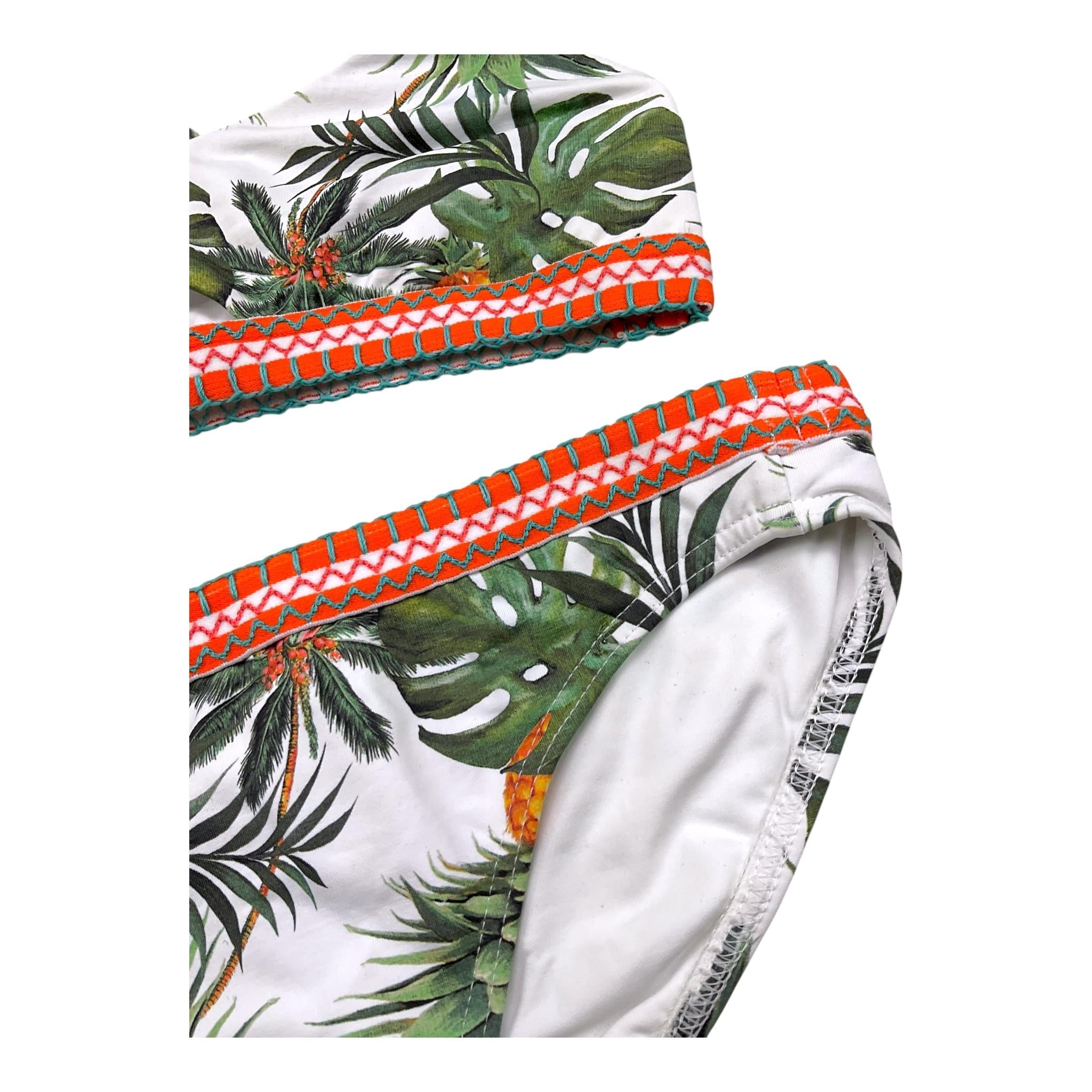 Banana Moon Costume 2 Pezzi Triangolo-Fascia Tinta Unita con Fantasia per Bambina KAE10 BIANCO BANANA MOON 