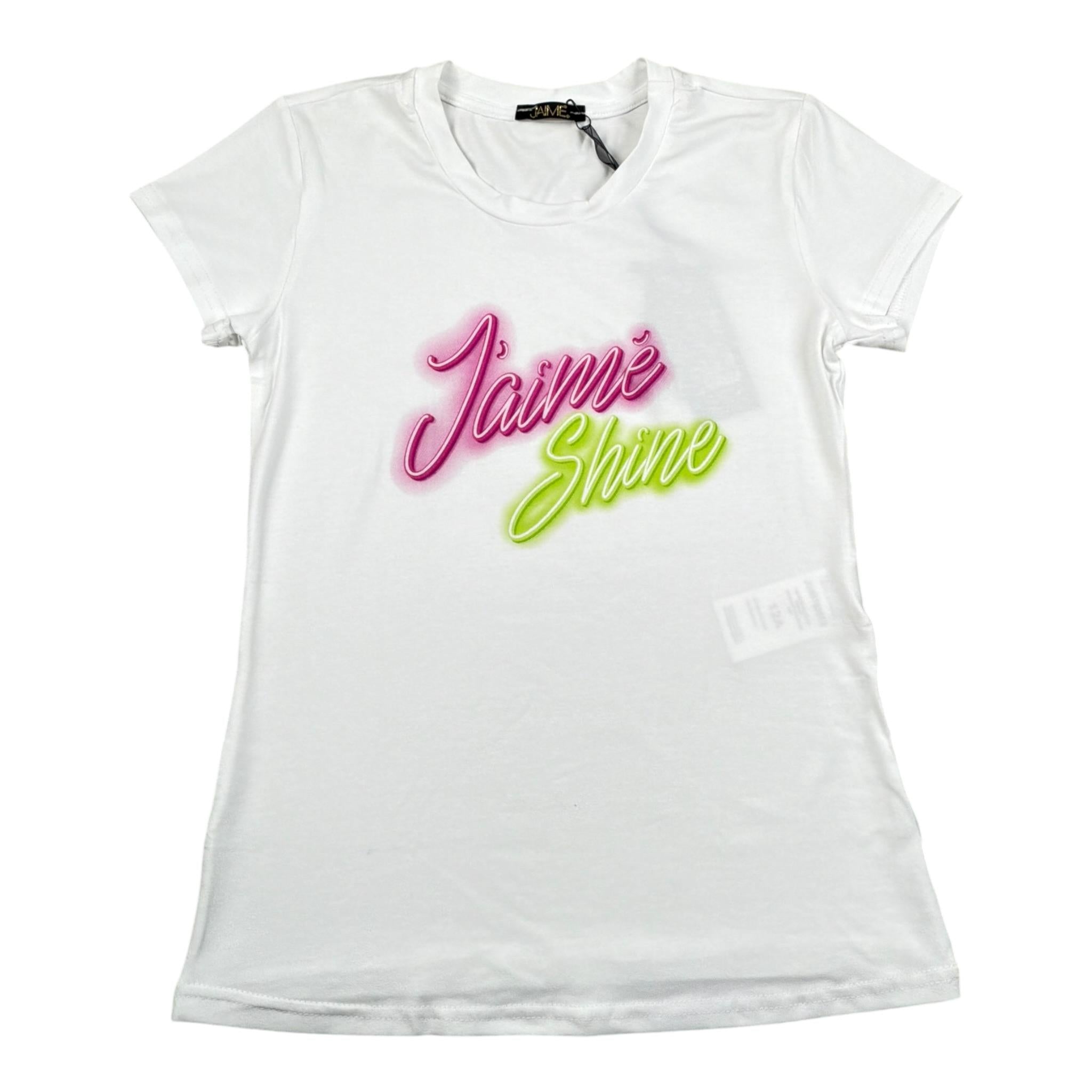 J'Aime' T-Shirt Girocollo Tinta Unita con Stampa per Bambina JG407825TS BIANCO J'AIME' 