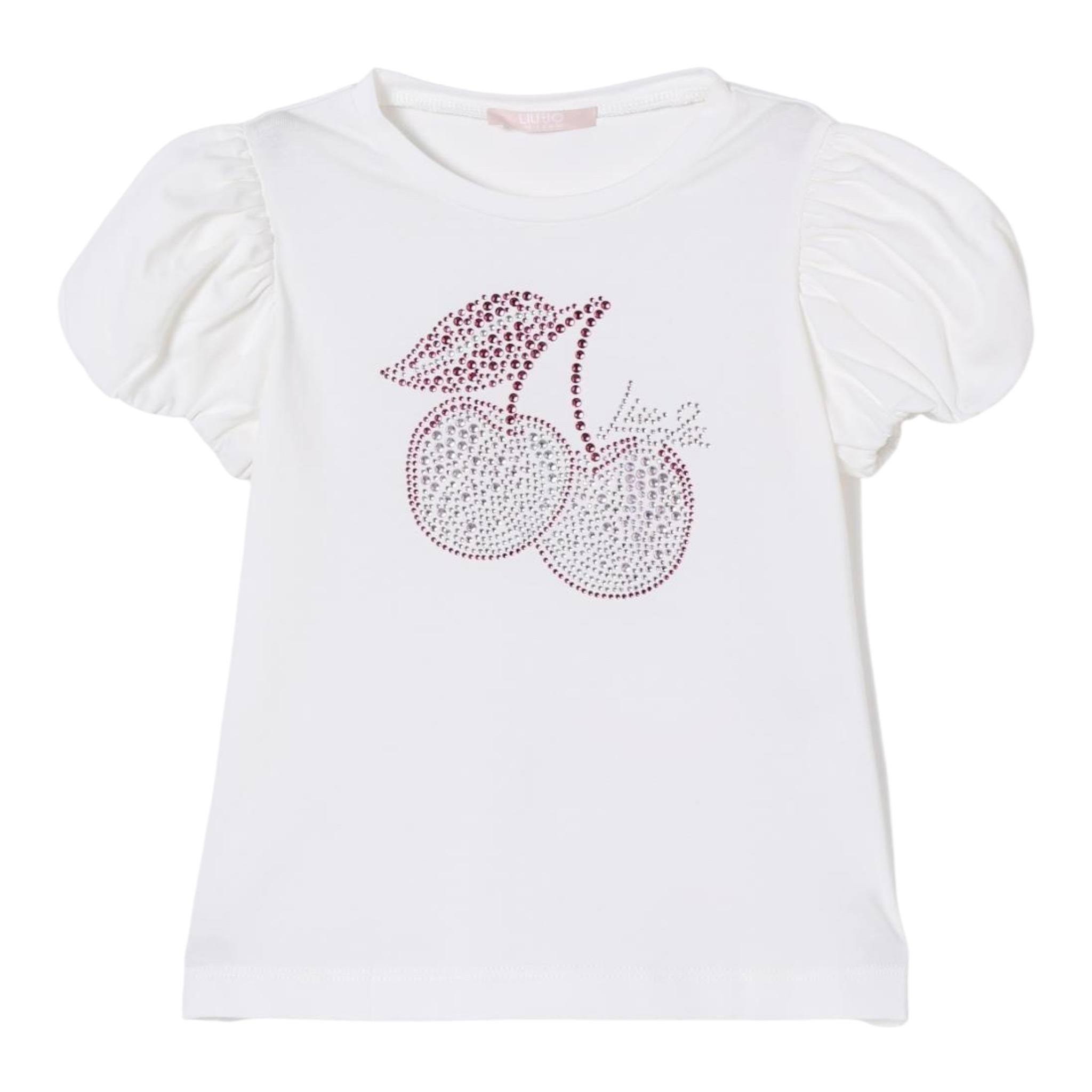 Liu Jo T-Shirt Girocollo Tinta Unita con Stampa per Bambina KA5041 BIANCO LIU JO 