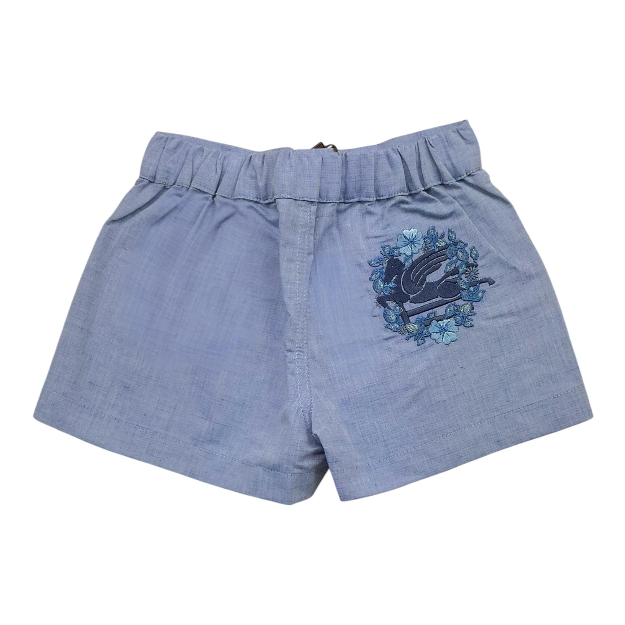 Etro Short Tinta Unita con Elastico In Vita per Neonata GU6029 AZZURRO ETRO 
