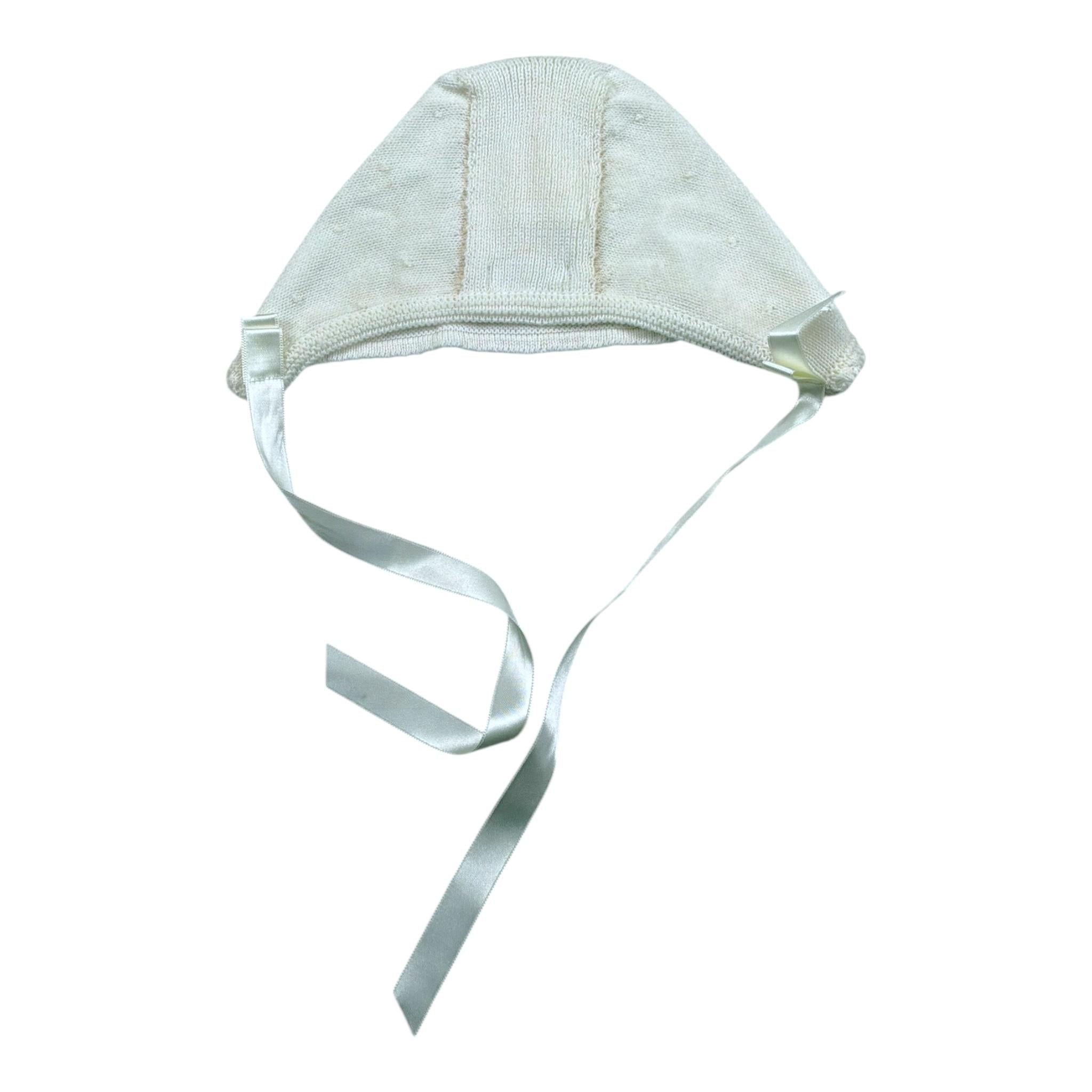 Foque Cappello Tinta Unita con Ricami per Neonato IEIEI PANNA FOQUE 