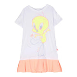 Billieblush Abito Mezza Manica Bicolore con Stampa Bianco per Bambina