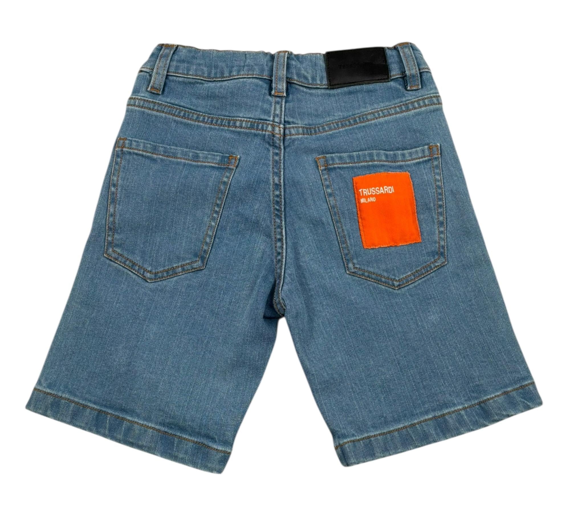 Trussardi Bermuda In Denim Tinta Unita con Logo per Bambino TBP26092BE AZZURRO TRUSSARDI 