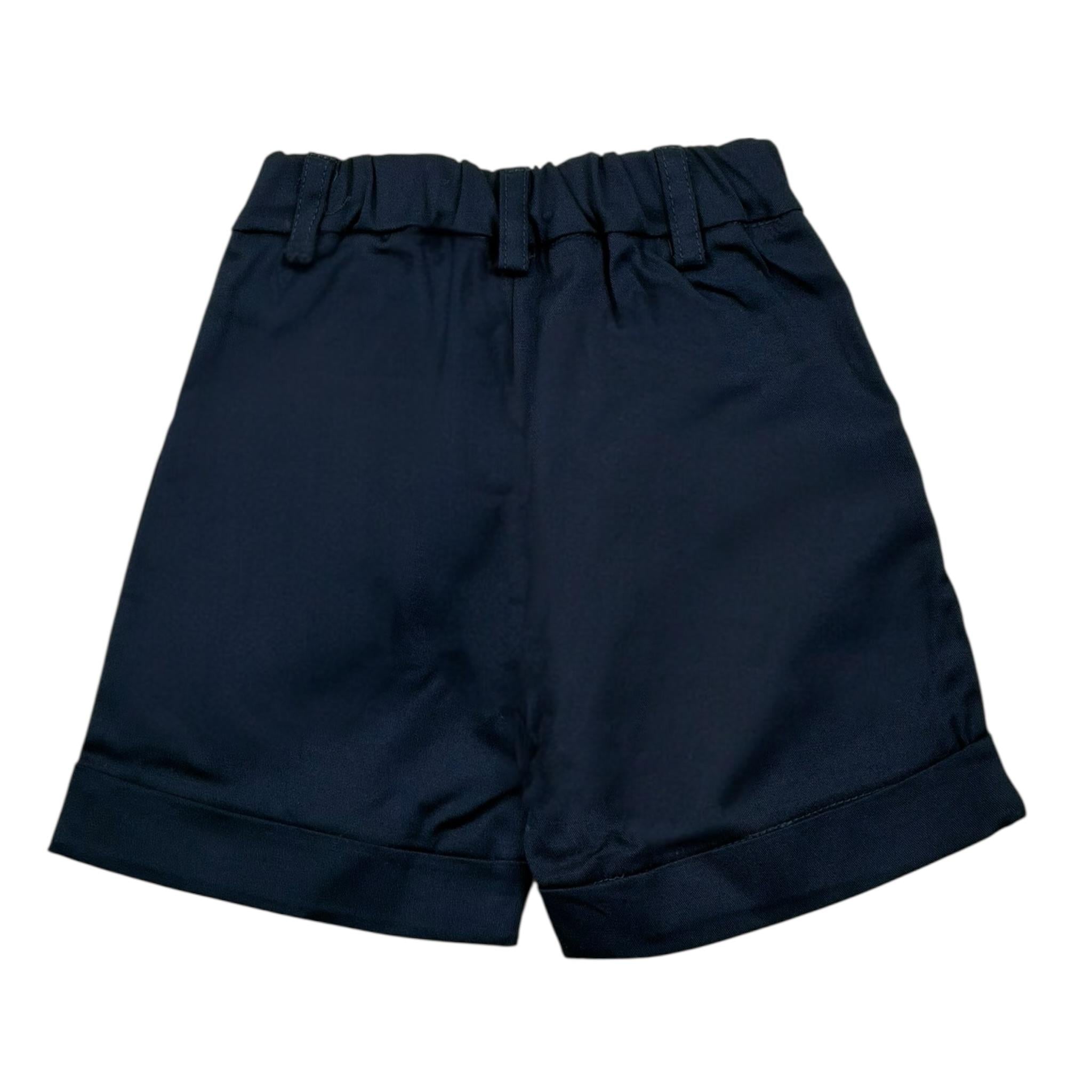 Please Bermuda Tinta Unita con Elastico In Vita per Neonato RB27132B73 BLU PLEASE 