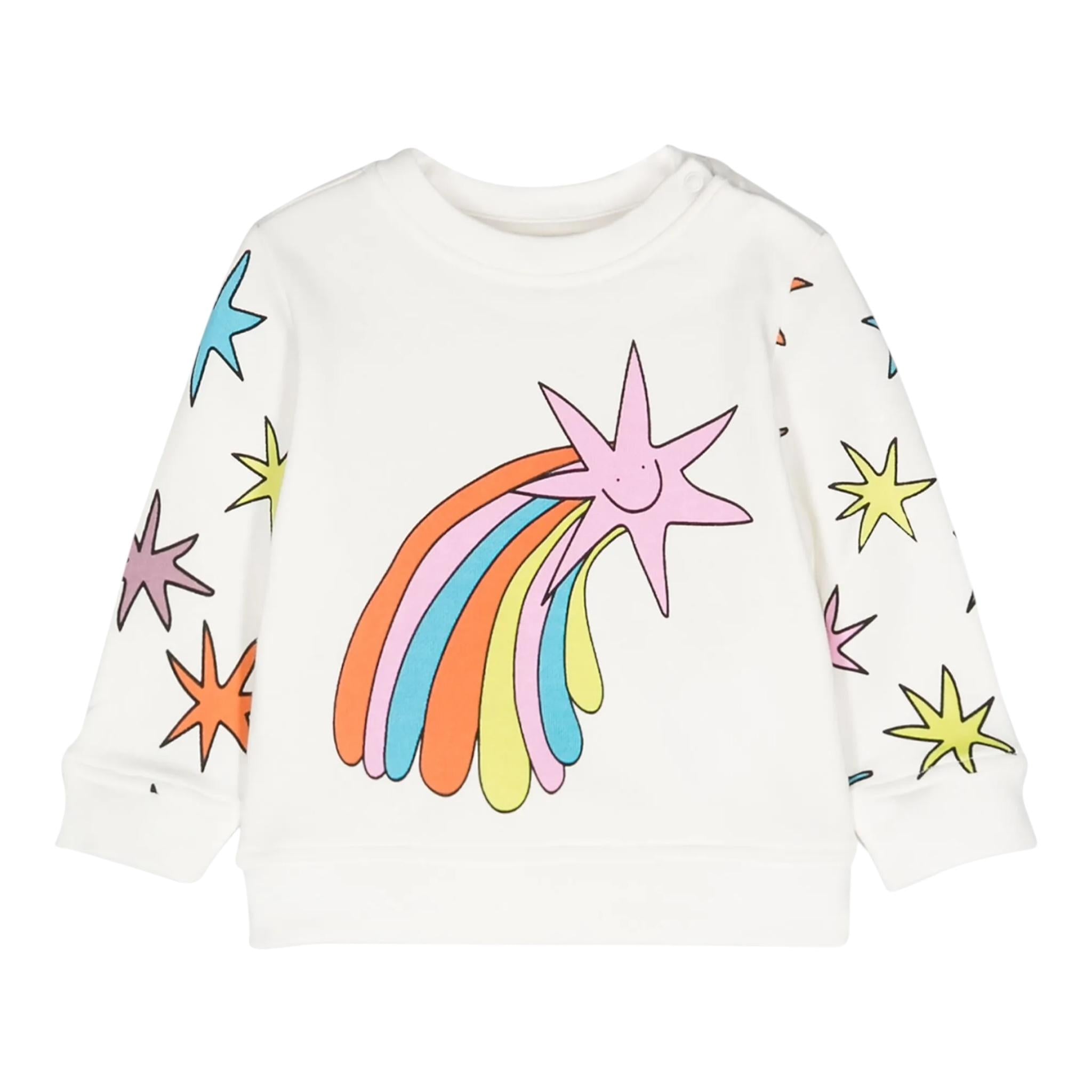 STELLA McCARTNEY felpa chiusa gircollo tinta unita con stampa in contrasto Bianco per Bambina V4120 BIANCO STELLA McCARTNEY 