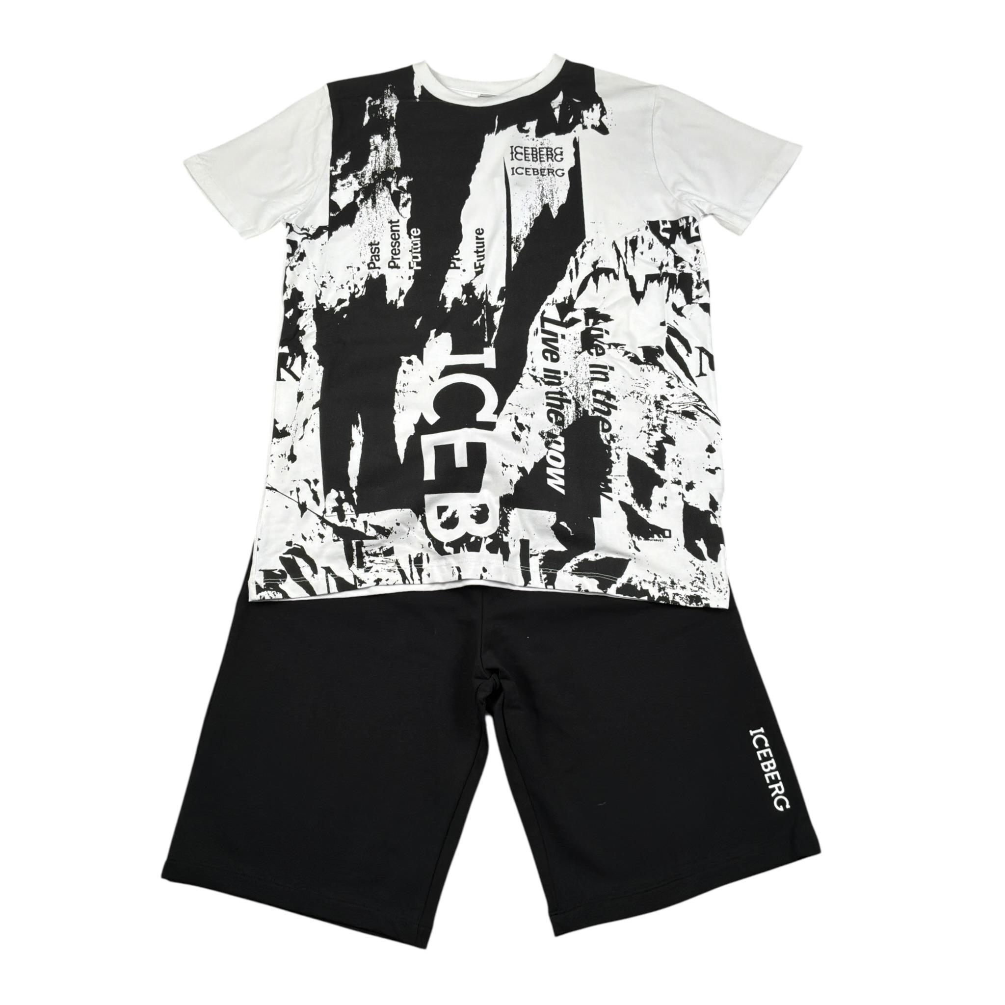 Iceberg Completo 2 Pezzi T-Shirt-Bermuda Bianco/Nero per Bambino CMBICE5101JX BIANCO/NERO ICEBERG 