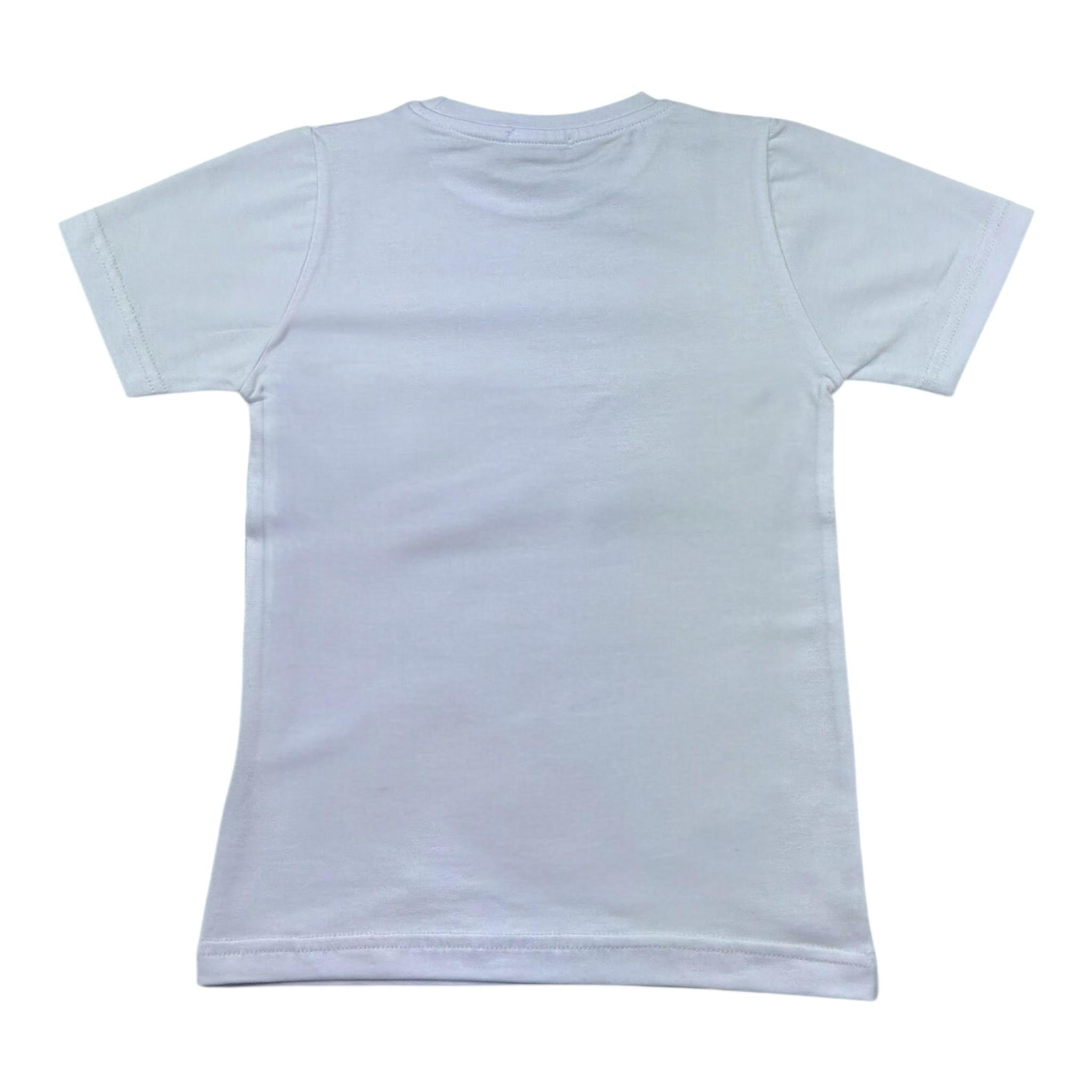 Manuel & Frank T-Shirt Girocollo Tinta Unita con Stampa per Bambino MF7385B BIANCO MANUEL & FRANK 