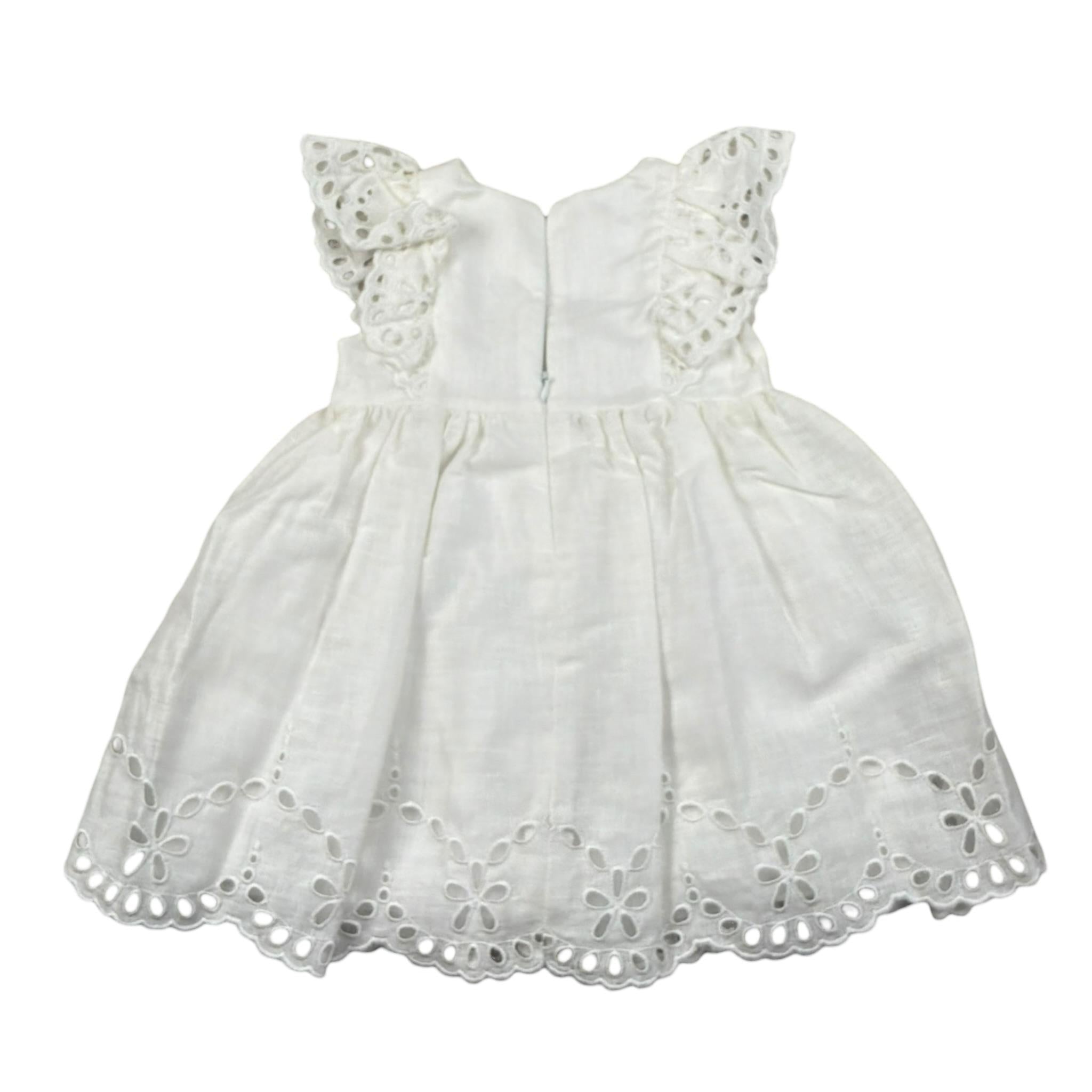 Le Bebe Abito Mezza Manica Tinta Unita In Pizzo Sangallo per Neonata LBG4757 PANNA LE BEBE 