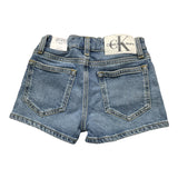 Calvin Klein Short Tinta Unita In Denim Con Girovita Regolabile Blu Per Bambina