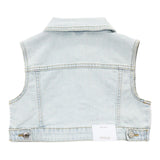 Vicolo Gilet In Denim Tinta Unita Azzurro per Neonata