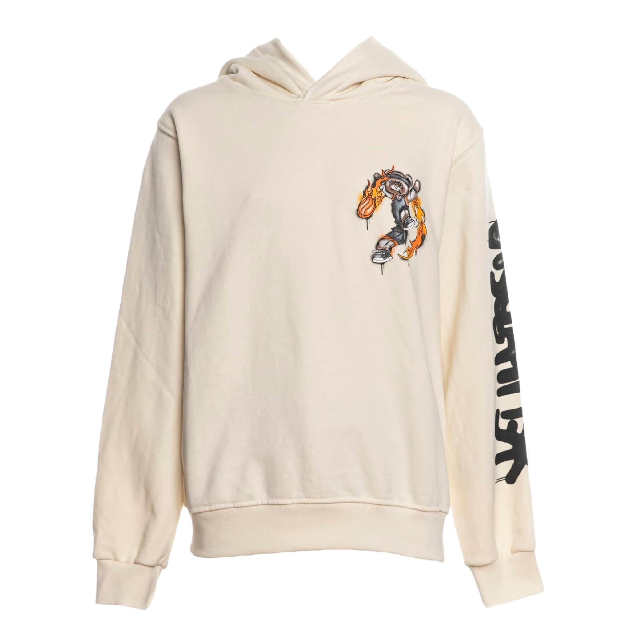 DISCLAIMER felpa chiusa con cappuccio tinta unita con logo Panna per Bambino 24IDK58260 PANNA DISCLAIMER 