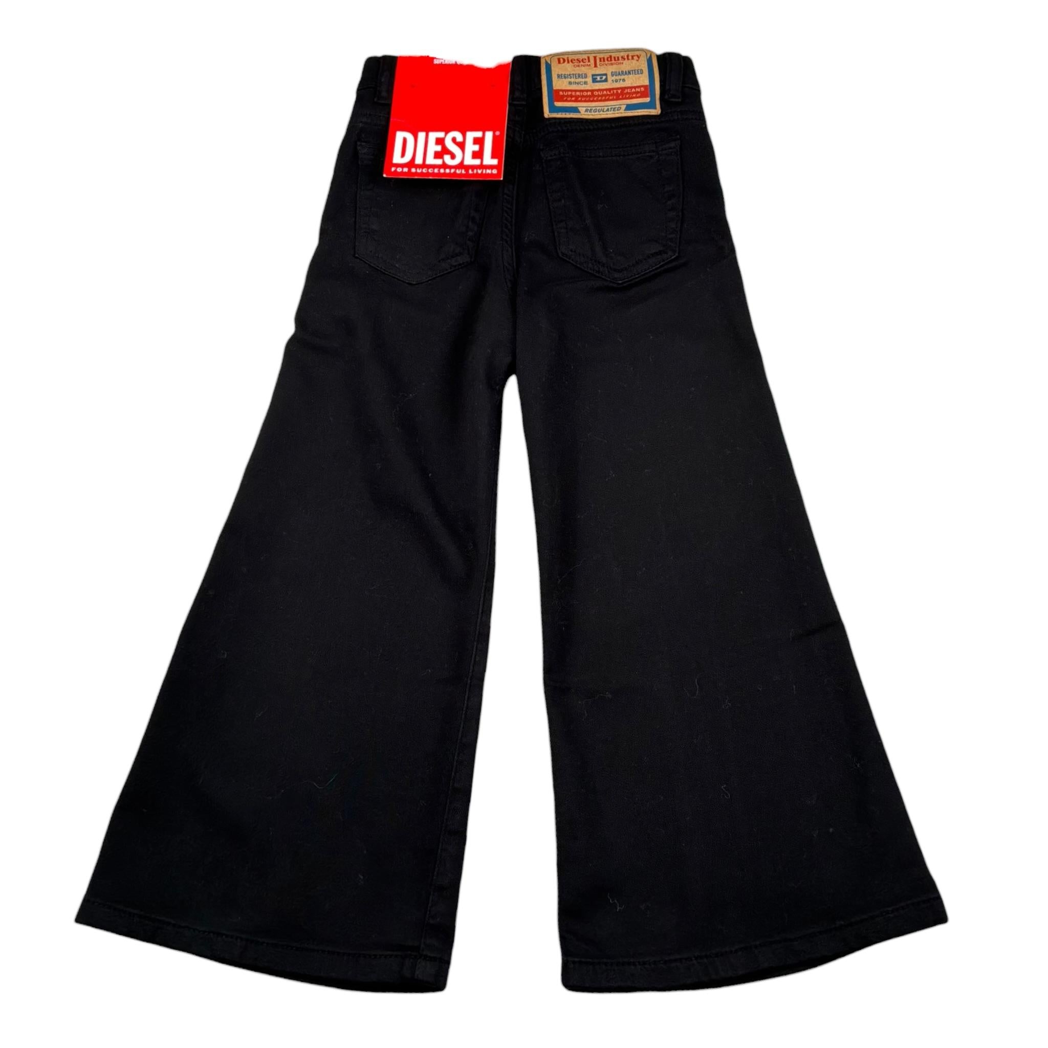 Diesel Pantalone Tinta Unita Modello Palazzo per Bambina J00989 NERO DIESEL 