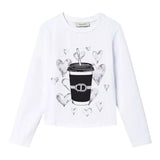 TWINSET shirt girocollo tinta unita con logo Bianco per Bambina 242GJ2430 BIANCO TWINSET 