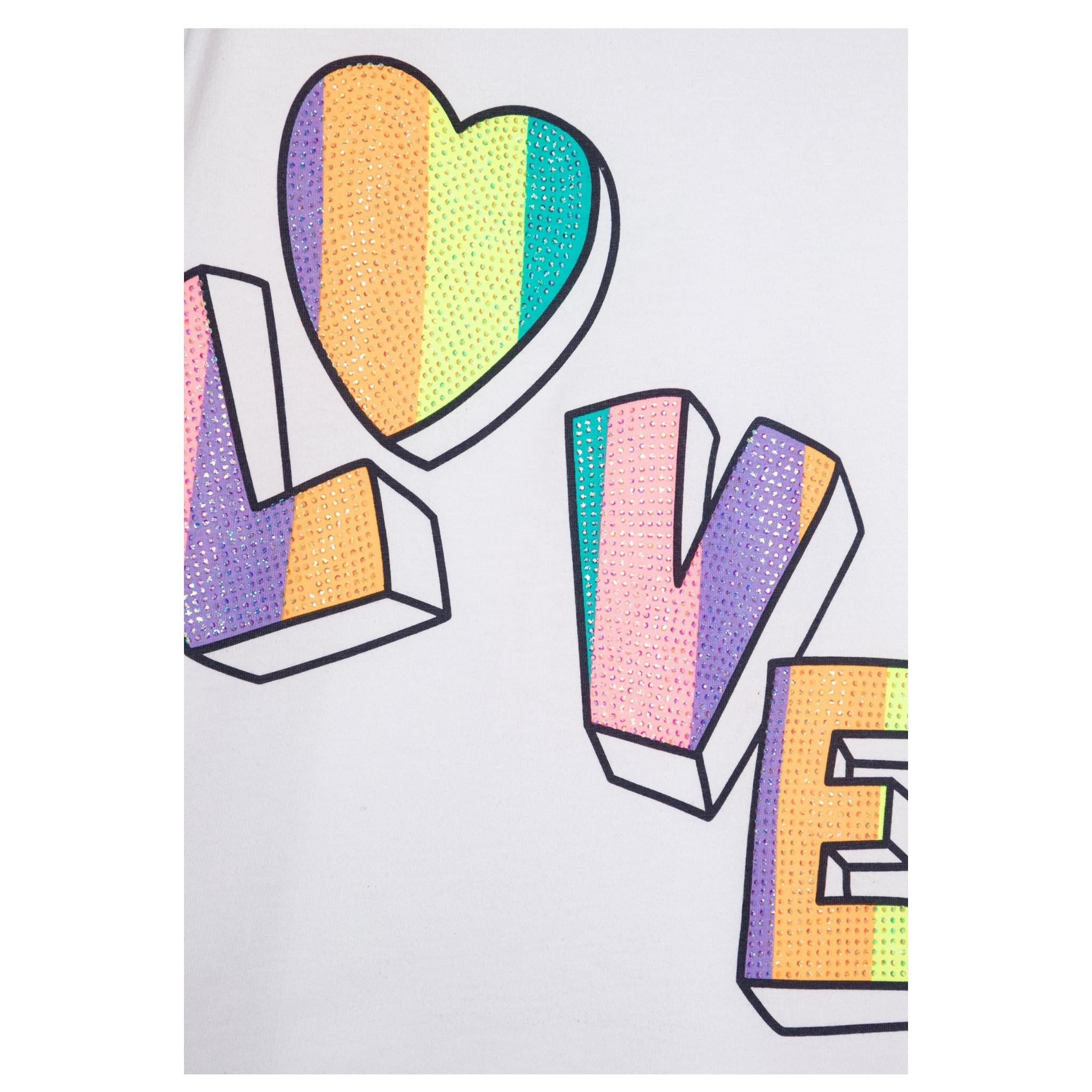 Billieblush T-Shirt Tinta Unita con Stampa Brillantini per Bambina U21036XX BIANCO BillIEBLUSH 