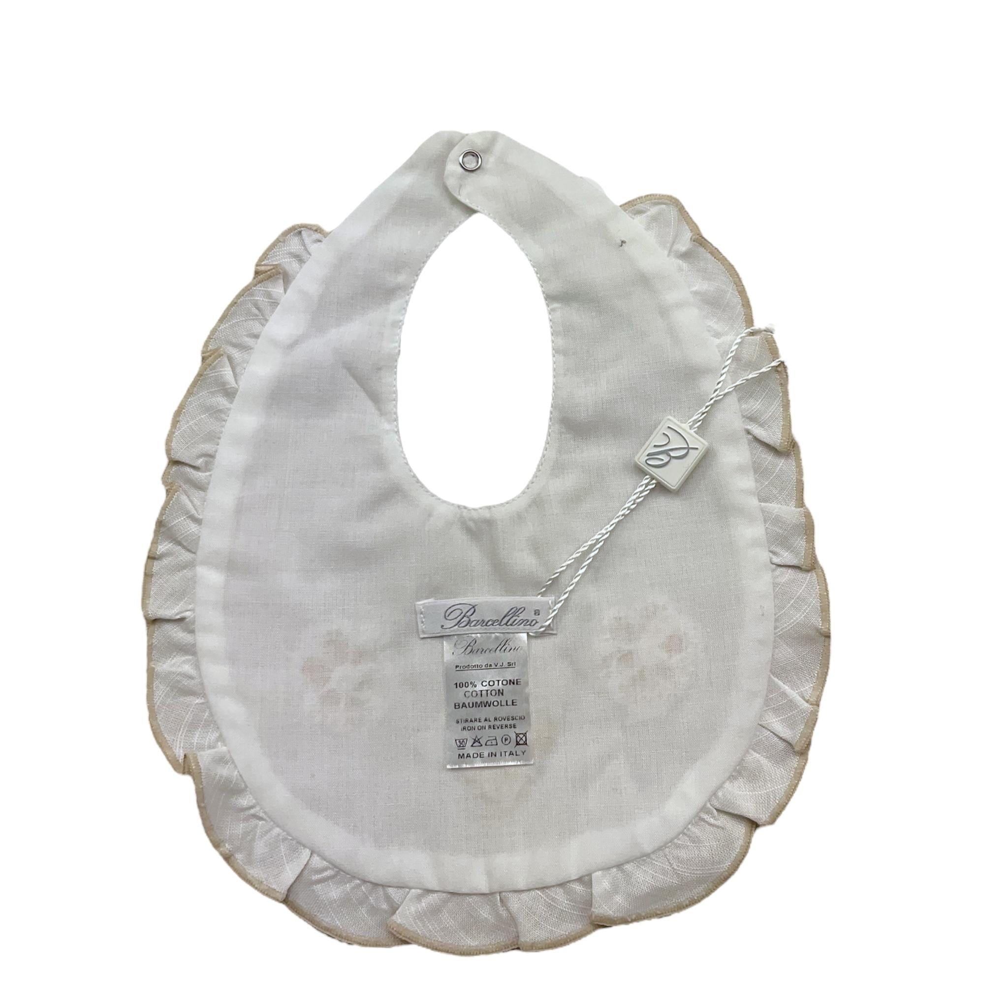 Barcellino Bavetta Tinta Unita con Stampa per Neonata 4292 BIANCO BARCELLINO 