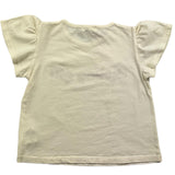 Babe & Tess T-Shirt Girocollo Tinta Unita Con Stampa In Contrasto Panna Per Bambina
