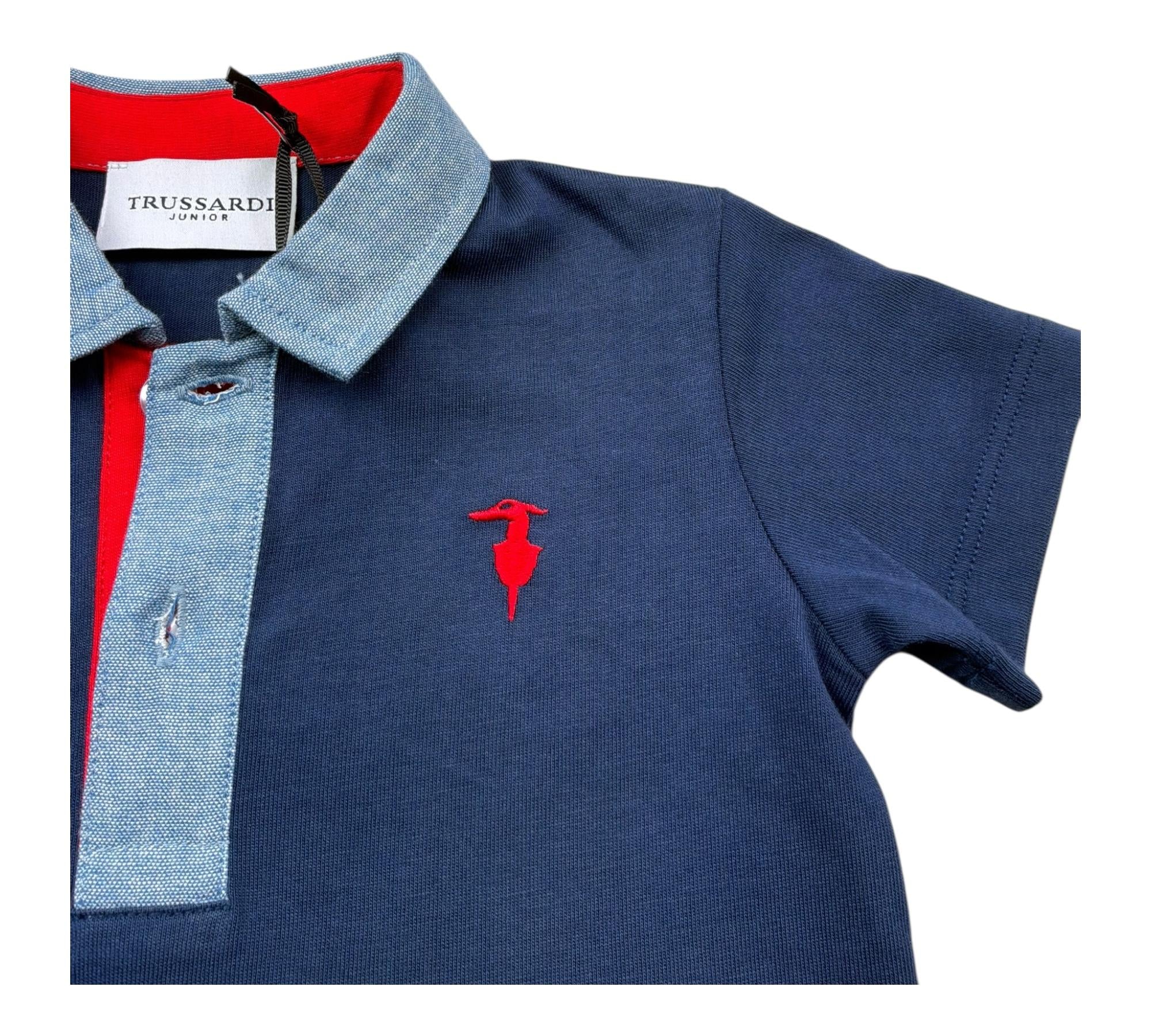 Trussardi Polo Mezza Manica Tinta Unita con Logo per Neonato TIP26103PO BLU TRUSSARDI 