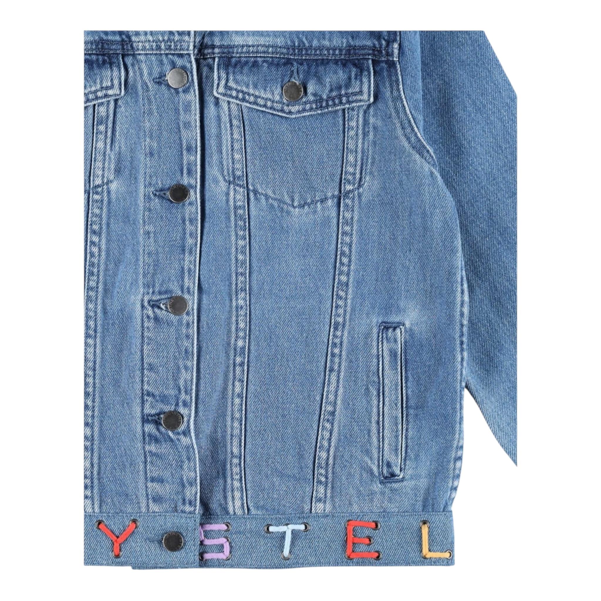 Stella Mccartney Giubbino In Denim Tinta Unita con Stampa per Bambino TW2B17 BLU STELLA McCARTNEY 