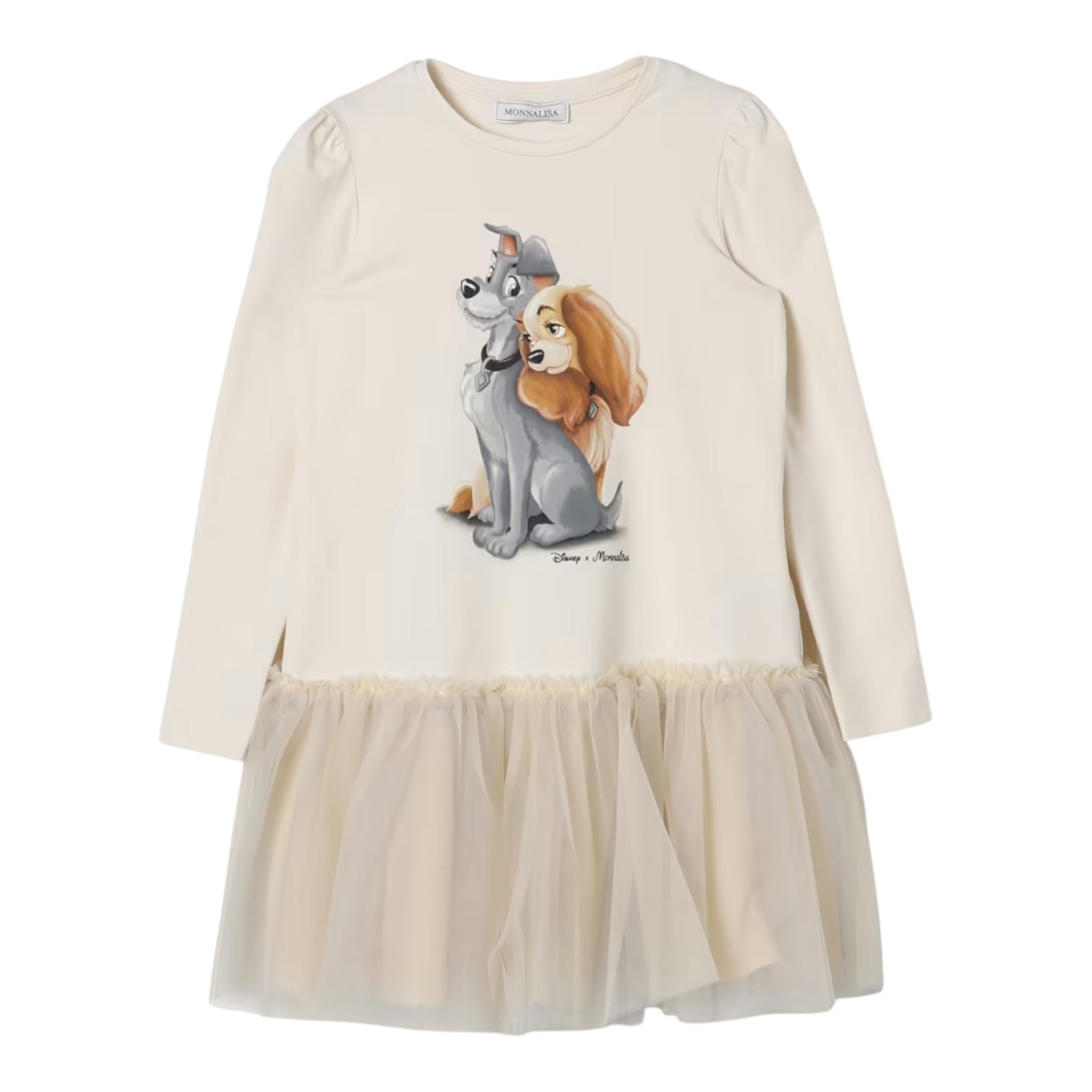 MONNALISA abito manica lunga tinta unita con stampa in contrasto Panna per Bambina 11D906 PANNA MONNALISA 